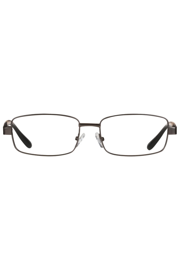 M+ Mens Rectangular Metal Reading Glasses Dgun 2.00 Reed in Gunmetal with Matte Black Temples