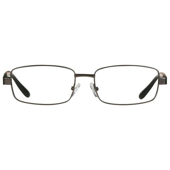 M Mens Rectangular Metal Reading Glasses Dgun 2.00 Reed in Gunmetal with Matte Black Temples