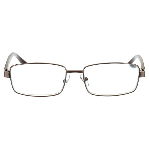 M+ Mens Rectangular Metal Reading Glasses Dgun 3.25 Reed in Gunmetal with Matte Black Temples