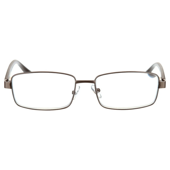 M+ Mens Rectangular Metal Reading Glasses Dgun 3.25 Reed in Gunmetal with Matte Black Temples