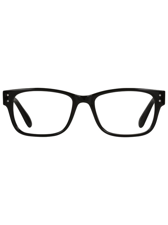 M+ Mens Square Plastic Reading Glasses 3.25 Oliver in Classic Black