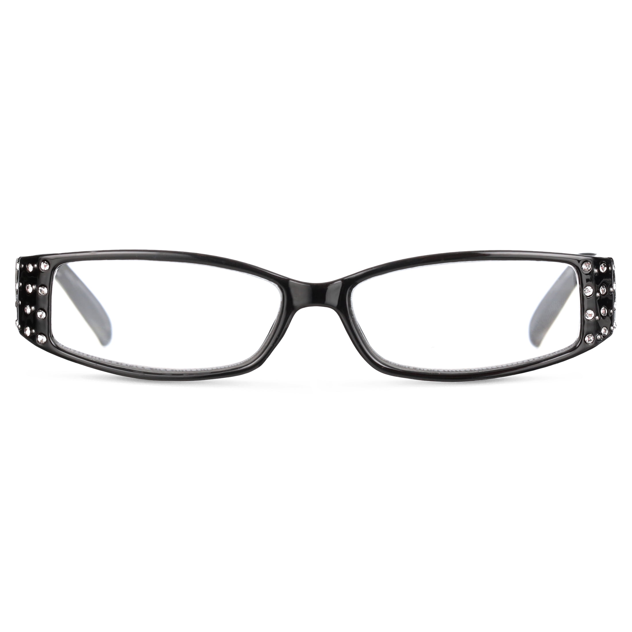 M Readers Women's Erin +1.50 Rectangle Reading Glasses with Case, Black