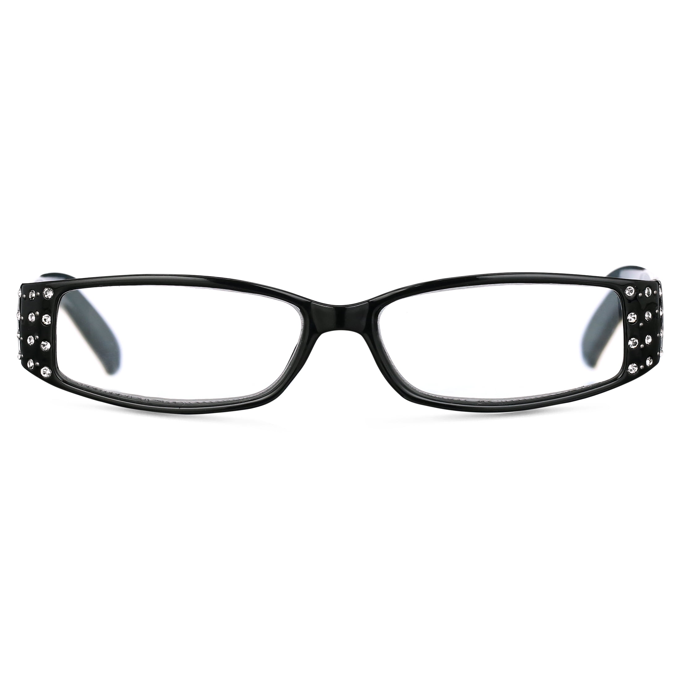 M Readers Women's Erin +1.75 Rectangle Reading Glasses with Case, Black