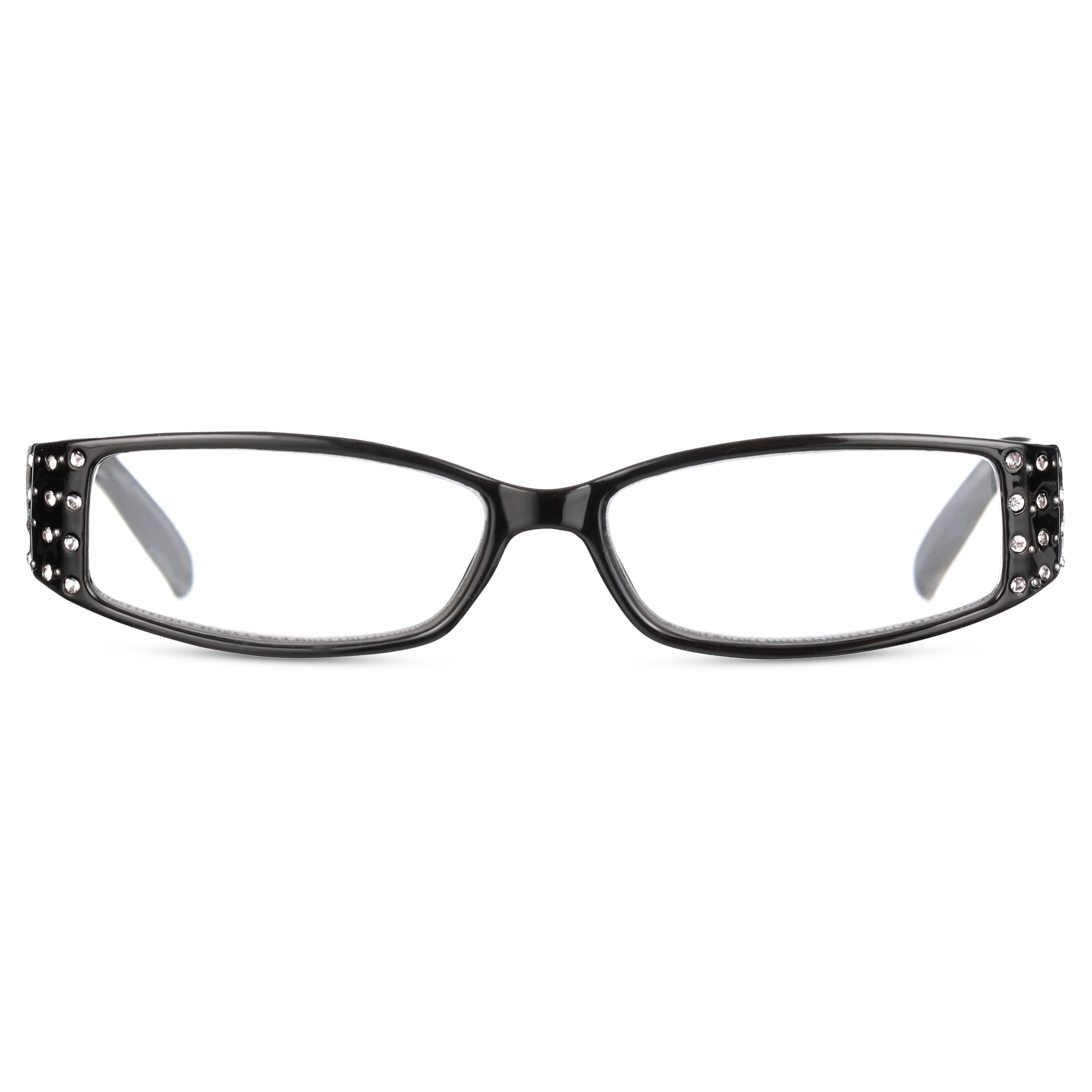 M Readers Women's Erin +2.00 Rectangle Reading Glasses with Case, Black