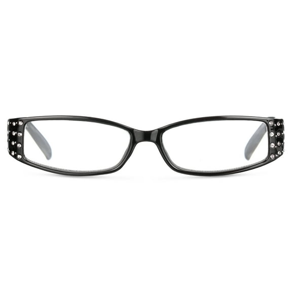 M Readers Women's Erin +2.50 Rectangle Reading Glasses with Case, Black