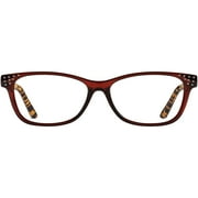 M Readers Womens Joan +1.75 Rectangle Reading Glasses with Case, Brown
