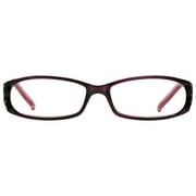 M+ Womens Rectangular Plastic Reading Glasses 2.50 Amber in Purple with Rhinestones