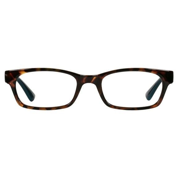 M Womens Rectangular Plastic Reading Glasses 2.00 Colleen in Tortoise with Teal Inner Color