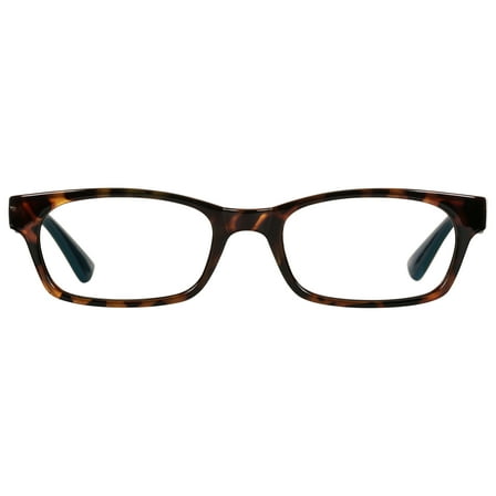 M+ Womens Rectangular Plastic Reading Glasses 2.50 Colleen in Tortoise with Teal Inner Color