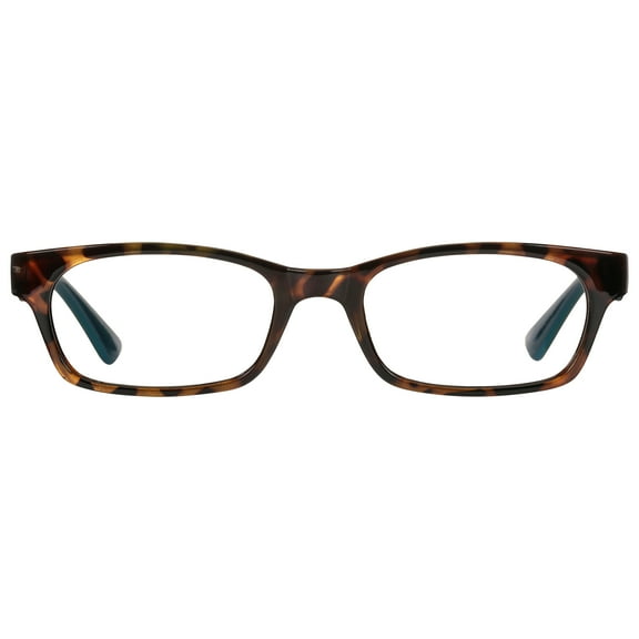 M  Womens Rectangular Plastic Reading Glasses 3.00 Colleen in Tortoise with Teal Inner Color