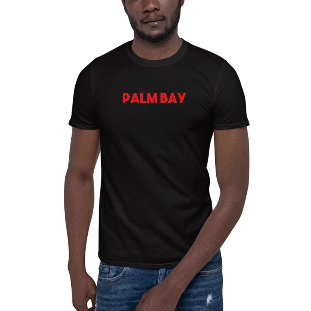 M Red Palm Bay Short Sleeve Cotton TShirt By Undefined Gifts