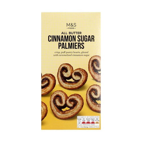 M&S All Butter Cinnamon Sugar Palmiers 100g, British Import (Pack of 3)