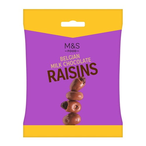 M&S Belgian Milk Chocolate Raisins 125g, British Import (Pack of 6)