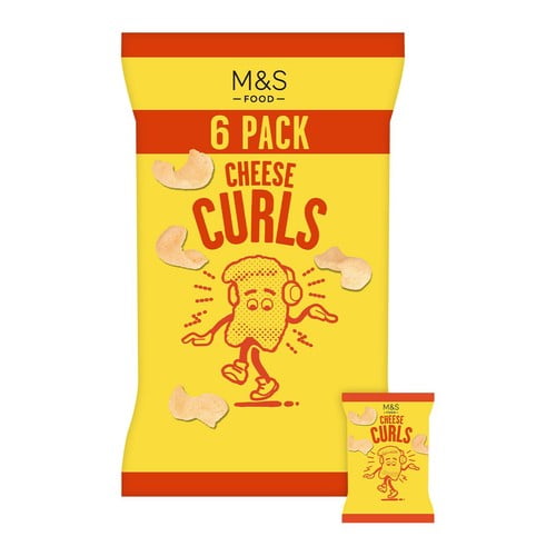 M&S Cheese Curls Multipack 6 x 16g, British Import (Pack of 3)