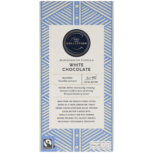 M&S Collection Madagascan Vanilla White Chocolate 100g, British Import (Pack of 3)
