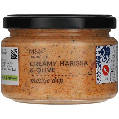 M&S Creamy Harissa & Olive Mezze Dip 250g, British Import (Pack of 2)