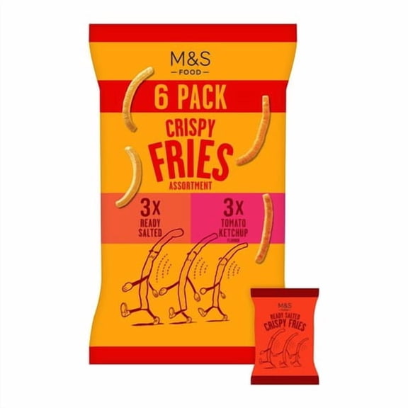 M&S Crispy Fries Crisps Assorted Multipack 6 x 18g, British Import (Pack of 3)