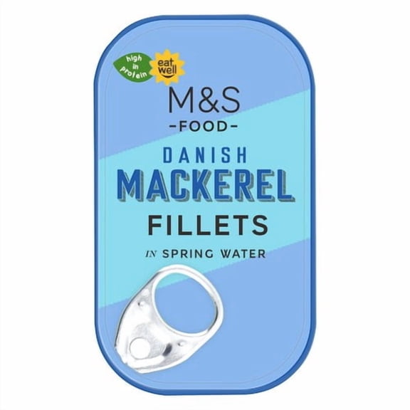 M&S Danish Mackerel Fillets in Spring Water 125g, British Import (Pack of 3)