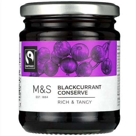 M&S Fairtrade Blackcurrant Conserve 340g, British Import (Pack of 2)