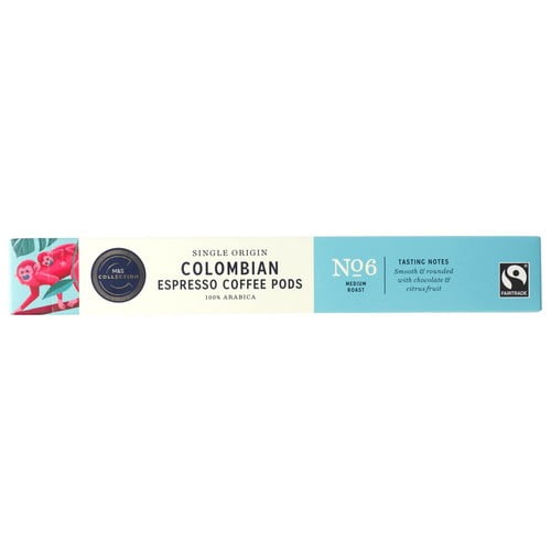 M&S Fairtrade Colombian Coffee Pods, 10 pods per pack, British Import (Pack of 3)