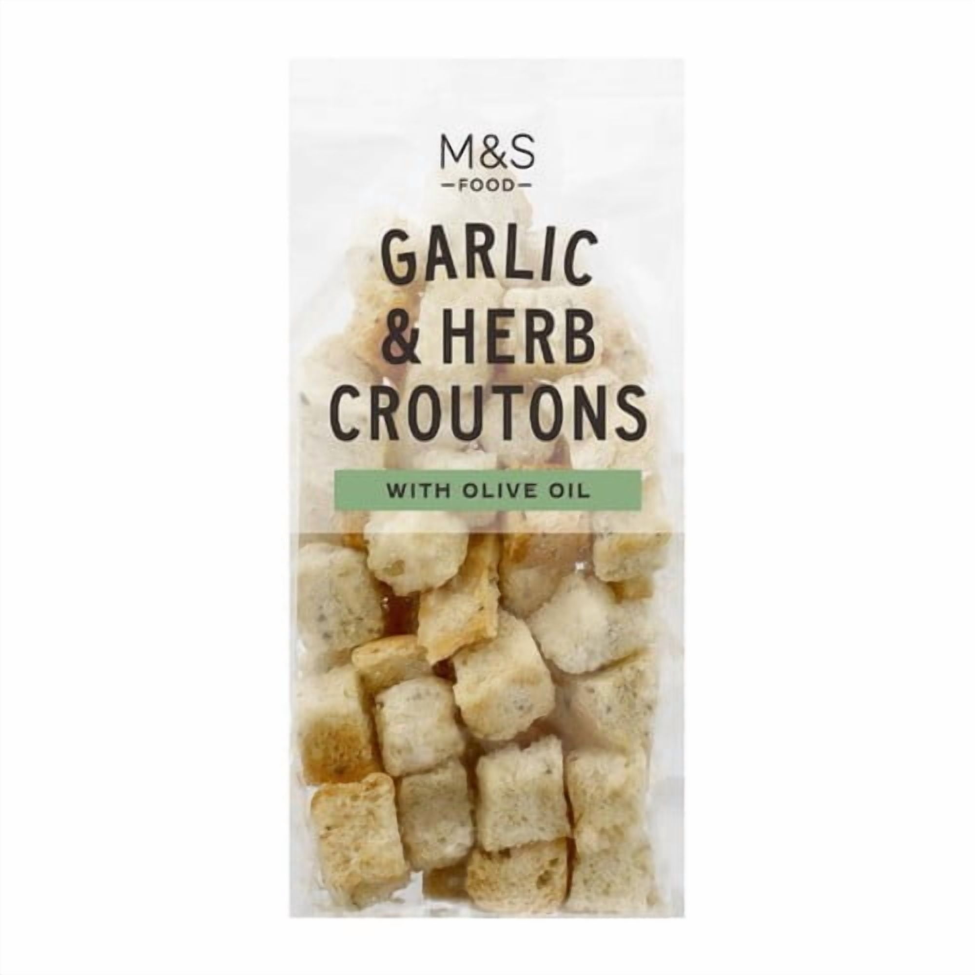 M&S Garlic & Herb Focaccia Croutons 80g, British Import (Pack of 6)