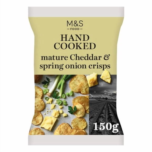 M&S Hand Cooked Cheddar & Spring Onion Crisps 150g, British Import (Pack of 3)