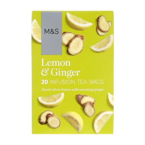 M&S Lemon & Ginger Infusion Tea Bags 20's, British Import (Pack of 3)