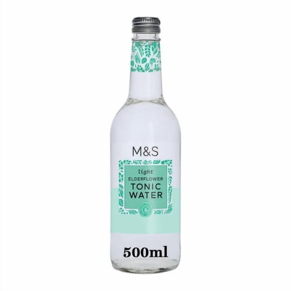 M&S Light Elderflower Tonic Water 500ml, British Import (Pack of 6)