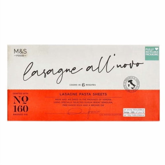 M&S Made in Italy Lasagne Sheets 500g, British Import (Pack of 3)