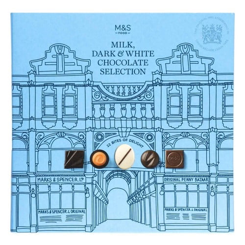 M&S Milk, Dark & White Chocolate Selection Box 300g, British Import (Pack of 3)