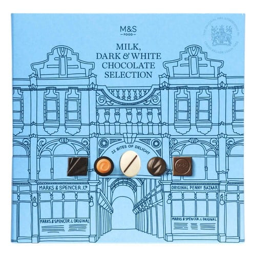 M&S Milk, Dark & White Chocolate Selection Box 300g, British Import (Pack of 3)