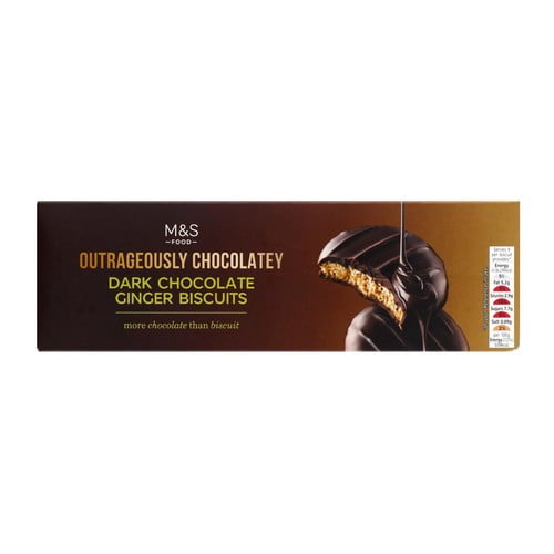 M&S Outrageously Chocolatey Dark Chocolate & Ginger Biscuits 175g, British Import (Pack of 2)