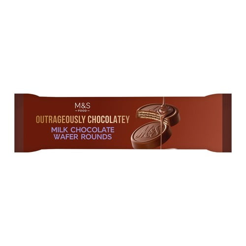 M&S Outrageously Chocolatey Milk Chocolate Wafer Rounds 144g, British Import (Pack of 2)