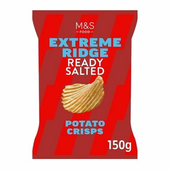 M&S Ready Salted Extreme Ridge Cut Crisps 150g, British Import (Pack of 3)