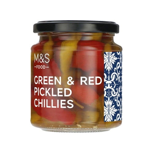 M&S Red & Green Pickled Chillis 260g, British Import (Pack of 2)