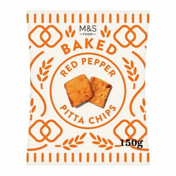 M&S Red Pepper Pitta Chips 150g, British Import (Pack of 3)