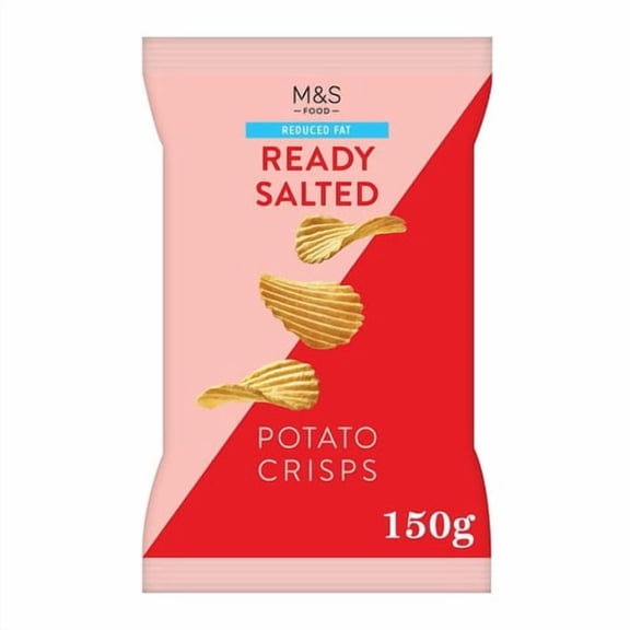 M&S Reduced Fat Ready Salted Crisps 150g, British Import (Pack of 3)