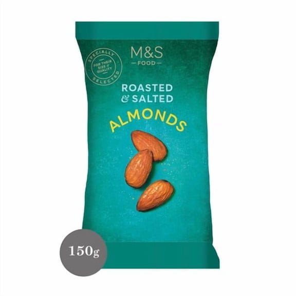 M&S Roasted & Salted Almonds 150g, British Import (Pack of 3)