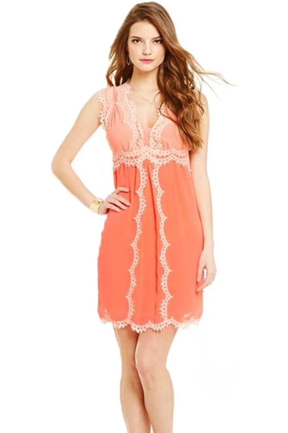 Lace Trim Dress Large, Peach