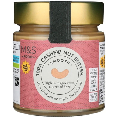M&S Smooth Cashew Nut Butter 227g, British Import (Pack of 2)