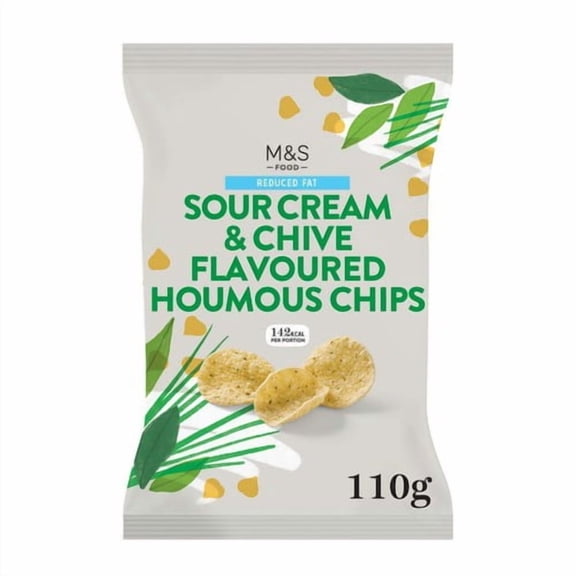 M&S Sour Cream & Chive Flavour Houmous Chips 110g, British Import (Pack of 3)
