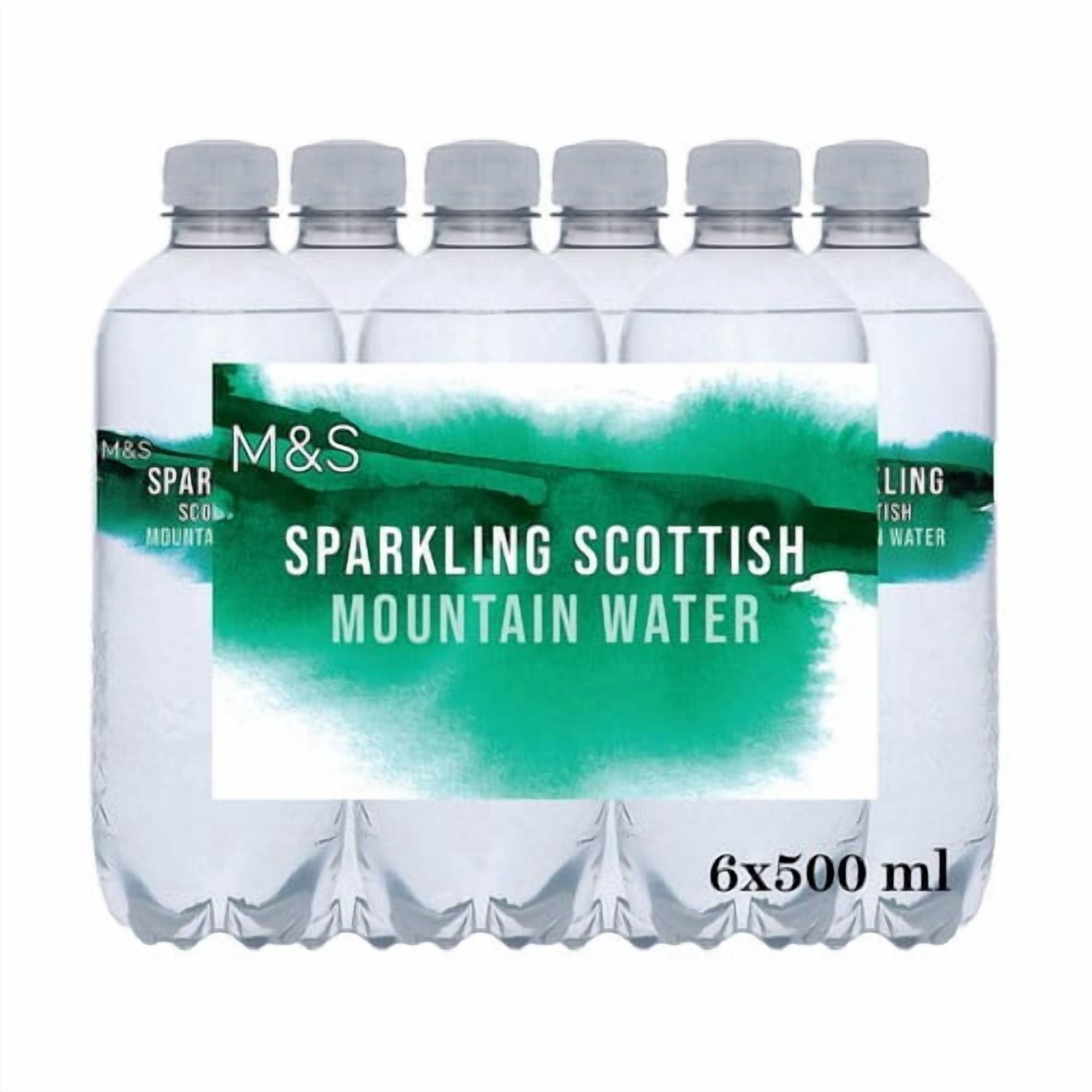 M&S Sparkling Scottish Mountain Water 6 x 500ml, British Import (Pack of 2)