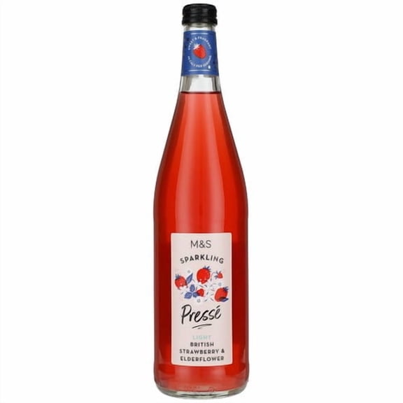 M&S Sparkling Strawberry & Elderflower Presse 750ml, British Import (Pack of 2)