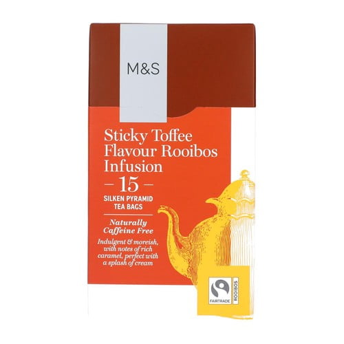 M&S Sticky Toffee Rooibos Infusion Teabags 15's, British Import (Pack of 3)