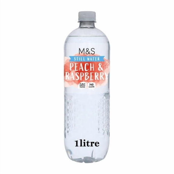 M&S Still Peach & Raspberry Water 1L, British Import (Pack of 3)