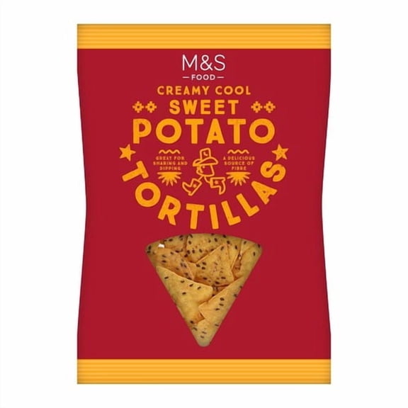 M&S Sweet Potato Tortilla Chips 150g, British Import (Pack of 3)