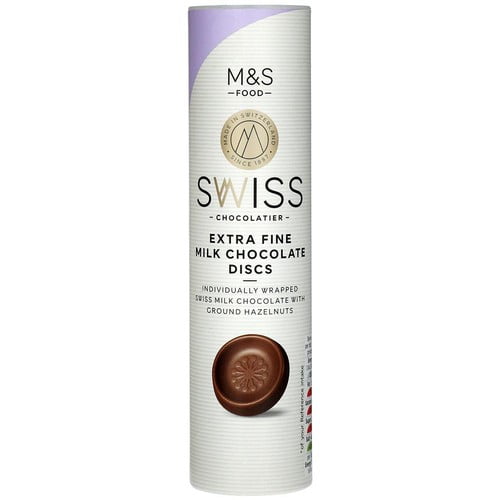 M&S Swiss Extra Fine Milk Chocolate Discs 115g, British Import (Pack of 3)