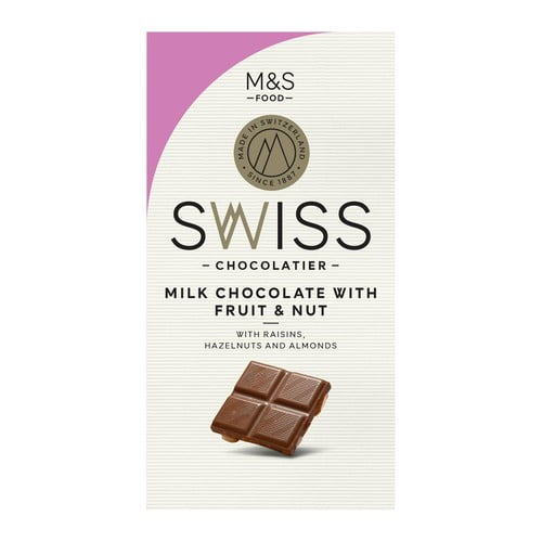 M&S Swiss Extra Fine Milk Chocolate with Fruit & Nut 150g, British Import (Pack of 3)