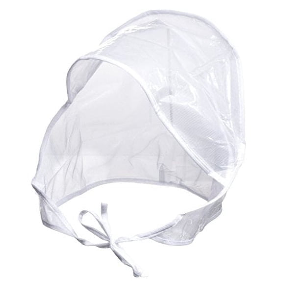 Maypes Waterproof Rain Bonnet Hat with Full Cut Visor & Netting, White, Unisex
