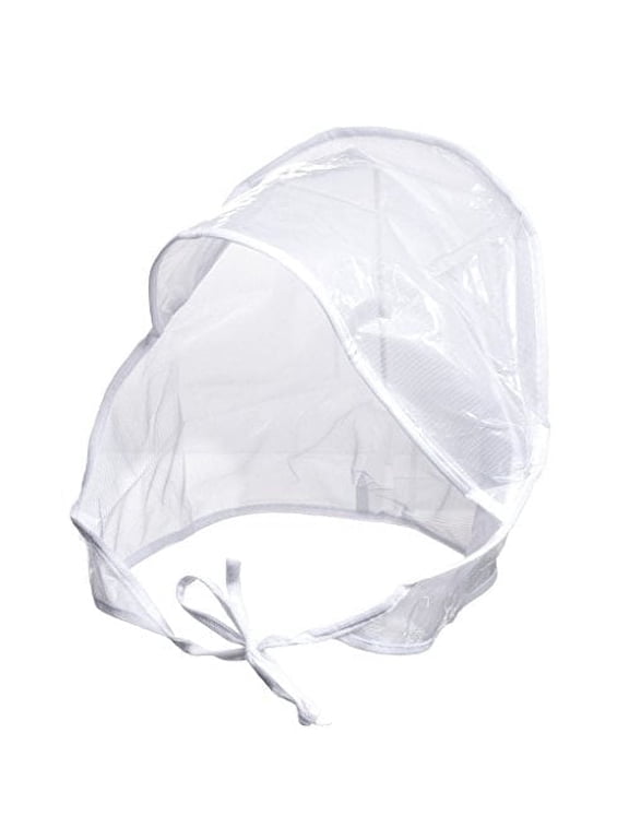 Waterproof Rain Bonnet Hat with Full Cut Visor & Netting, White, Unisex